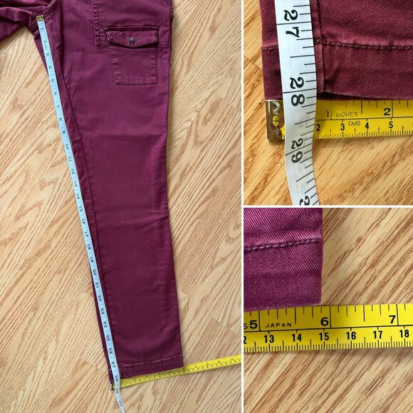Pilcro and the Letterpress Womens Cargo Jeans Size 12 Cranberry Wine Red Utility - Picture 9 of 9